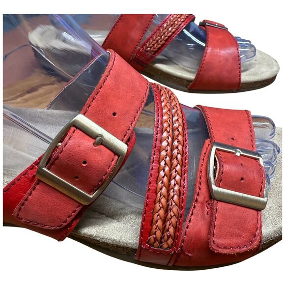 EARTH ORIGINS Bosk Baylen Women 10M Red Leather Slide Sandals Adjustable Strap - Picture 10 of 13